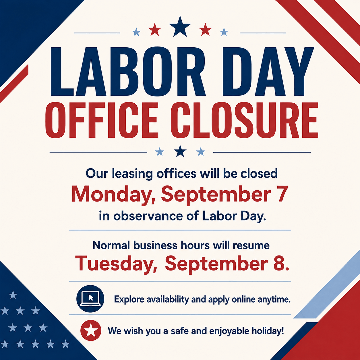 Labor Day Office Closure